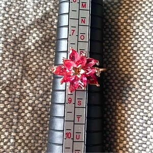 Pink Lotus-Shaped Cubic Zirconia Ring